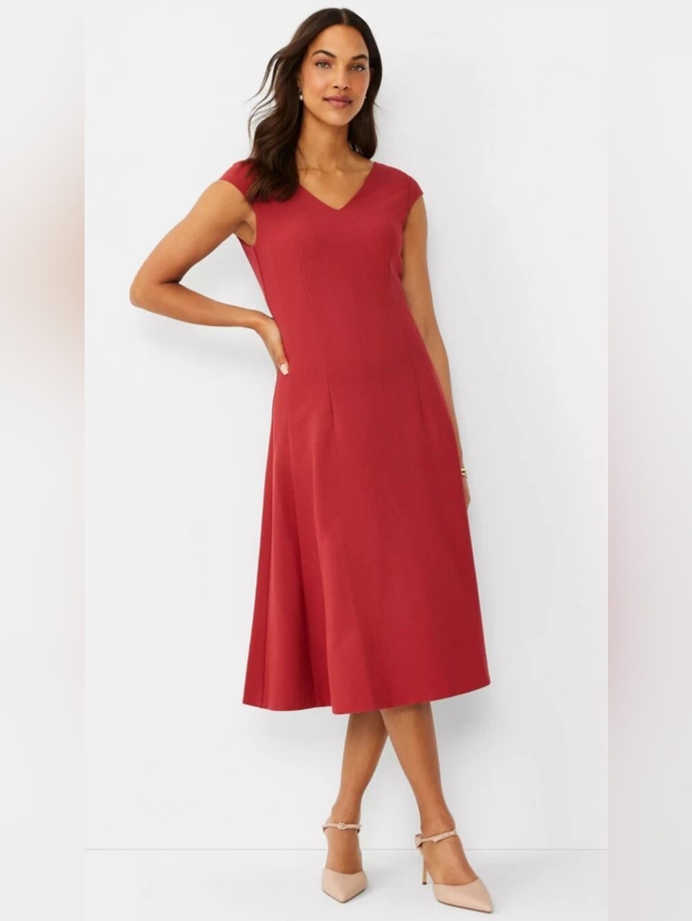 NWT! Ann Taylor Fall Sleeveless Women's Formal Flare Midi Cocktail Party Dress 4